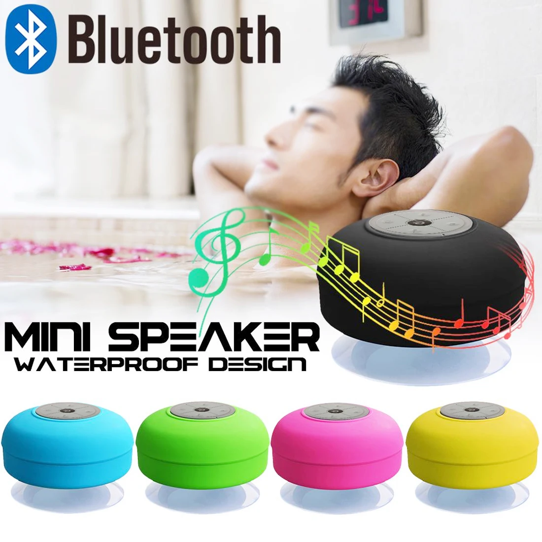

Waterproof Wireless Bluetooth Speaker Car Handsfree Call Music Suction Portable Subwoofer Shower Mic For IOS Android Phone
