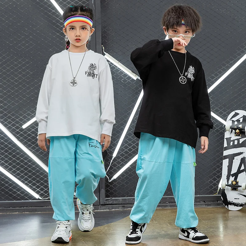 Детская Праздничная Одежда для танцев в стиле хип хоп свитшот свободные штаны