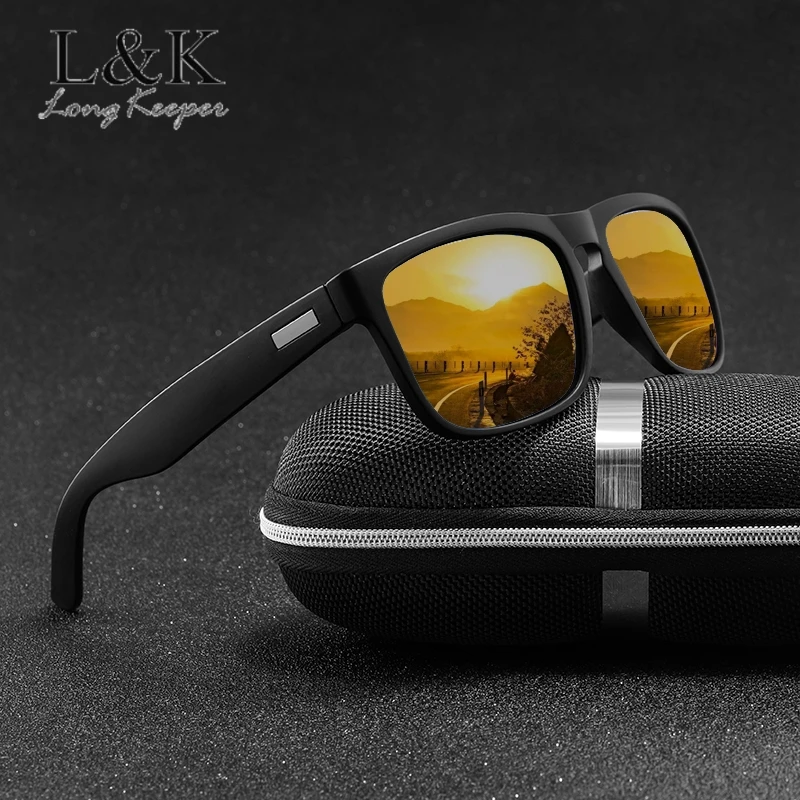 

LongKeeper Brand Design Retro Polarized Sunglasses Men Driving Shades Male Vintage Square Sun Glasses UV400 Oculos Eyeglasses