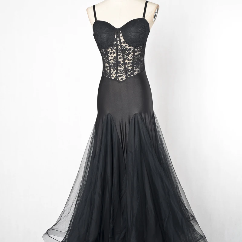 

Кружевное платье для бальных танцев, женское платье для соревнований по индивидуальному заказу, танцевальная одежда для танго, вальса, одежда для выступлений, платье для выпускного вечера DL8361