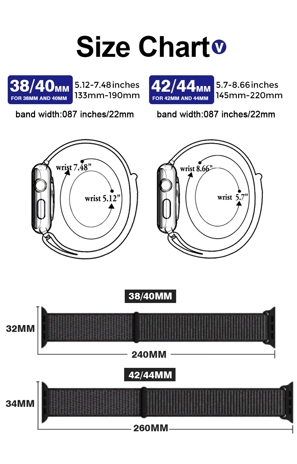 Band For Apple Watch Series 5 4 3 2 1 38MM 42MM watchband Breathable Nylon Strap Sport Loop for iwatch Bracelet 40MM 44MM