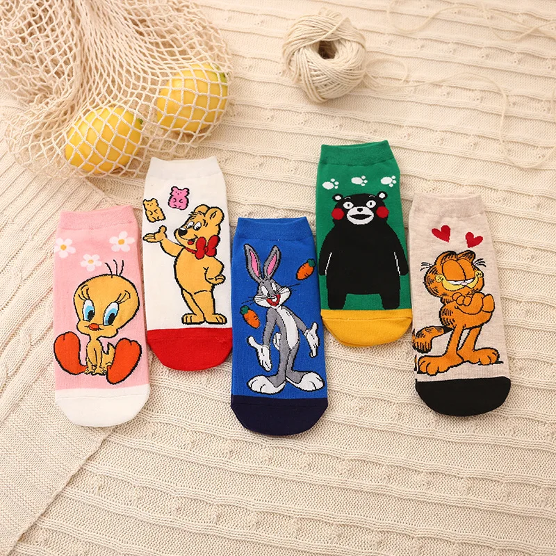 

Spring and summer new cotton socks cartoon female socks breathable lovely invisible socks animation leisure boat socks stock