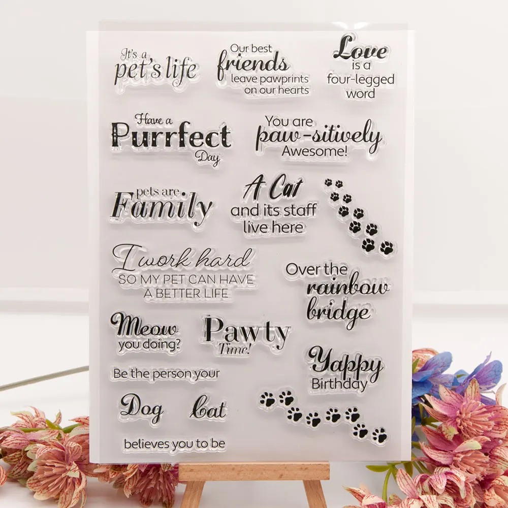 

Pets are our family sentiment Rubber Clear Stamp for Card Making Decoration and Scrampbooking