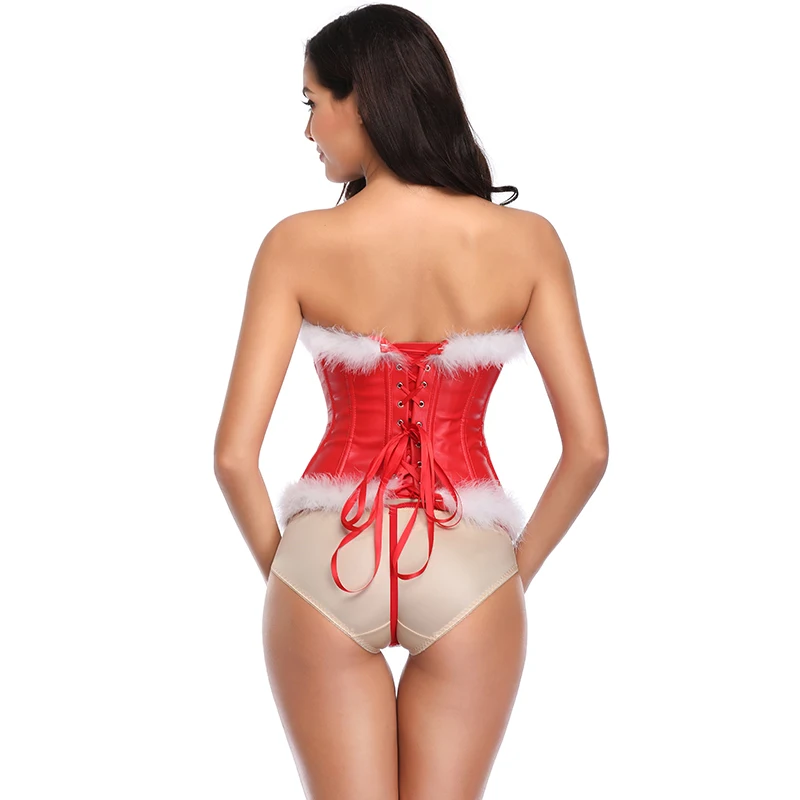 Рождественские Корсеты сексуальная женская юбка облегающий костюм Санты топы