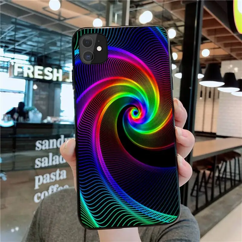 

CUTEWANAN Psychedelic Batik spin Rainbow Phone Case for iPhone 11 pro XS MAX 8 7 6 6S Plus X 5S SE 2020 XR case