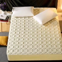 anti mite quilted mattress cover solid color king queen size quilted bed fitted sheet thicken soft bed protector pad cover