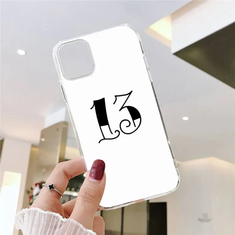 

Number 13 Lucky Multi Silicone Phone Case Transparent for iPhone 6 7 8 11 12 s mini pro X XS XR MAX Plus SE cover funda