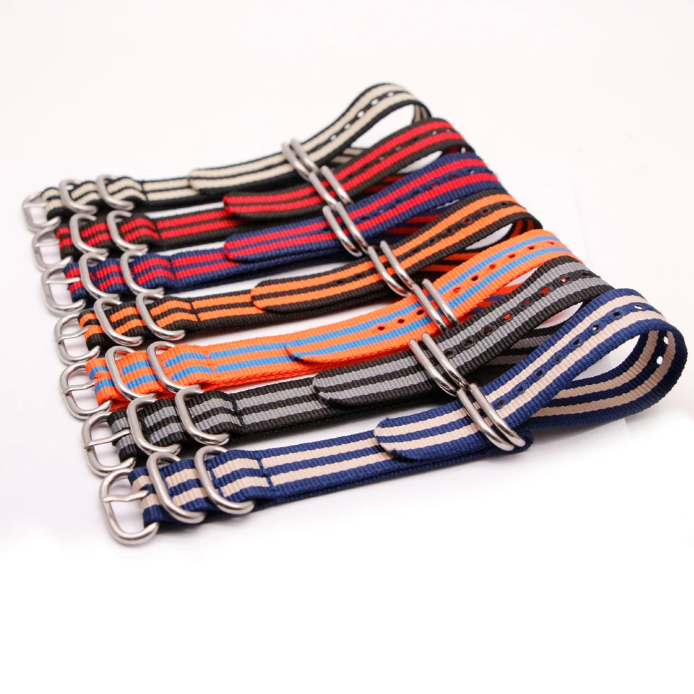 

Ballistic Nylon Watch Strap with Heavy Silver Ring Buckle 18mm 20mm 22mm Premium Breathale Watchband for Military Belt Men