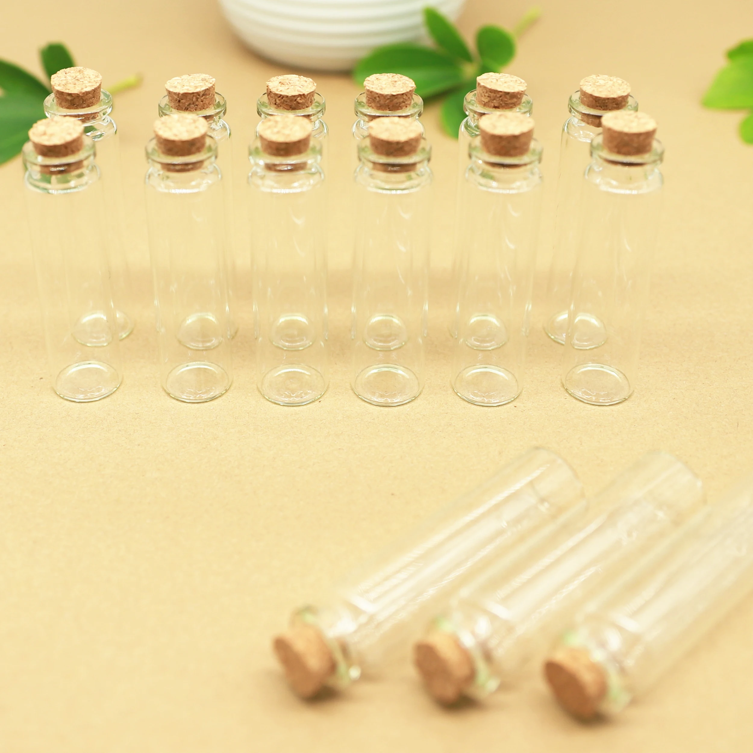

50pcs/lot 22*80mm Glass Bottle 20ml Test Tube Cork Stopper Mini Spice Bottles Container Small Vials Tiny Bottles DIY Jars