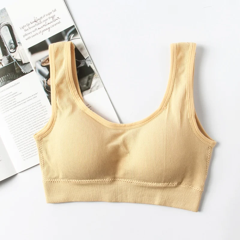 

Женское Бесшовное Спортивное нижнее белье, сексуальный женский бюстгальтер для фитнеса с подушечками, без косточек, для сна, Женские Дышащи...