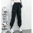 Женские брюки-джоггеры с цепочкой в стиле панк, брюки E-Girl эмо, гот в стиле Харадзюку с эластичным поясом, брюки-султанки в эстетике Alt