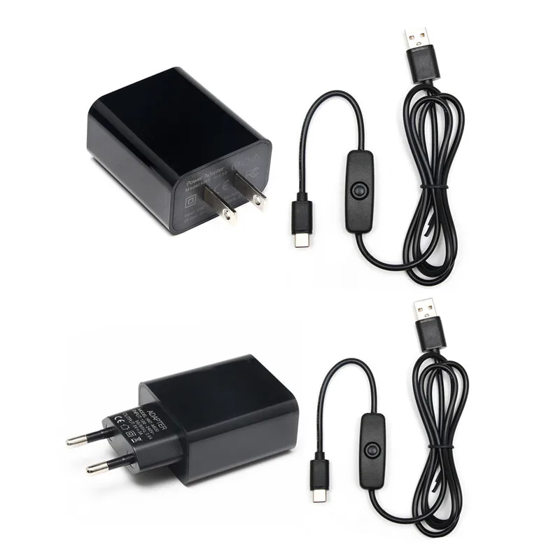 Новый адаптер питания для Raspberry Pi 5 в 3 А с выключателем зарядное устройство USB EU US 4