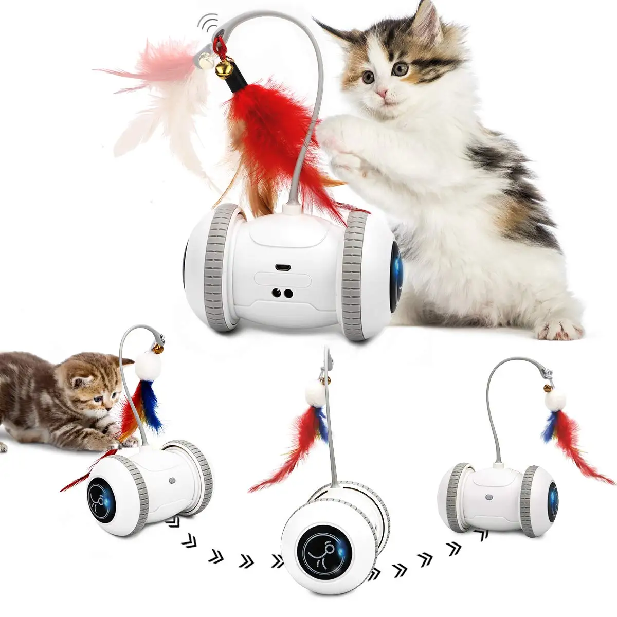 

Smart Sensor Cat Toys Interactive Automatic Electronic Feather Toys LED Light USB Rechargeable Indoor Balls Kitten Toys for Pets