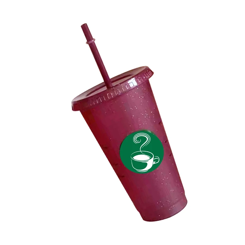 

700ml 24oz Glitter Flash Shiny Straw Cup Plastic Tumbler Coffee Cup With Lid Fashion Straw Cup Gift Support Customization