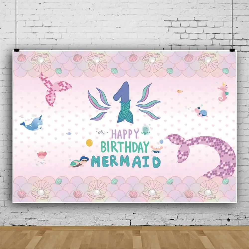 

Mermaid Photo Backgrounds Children Birthday Party girl princess Background Sea Theme Background Jellyfish Photocall