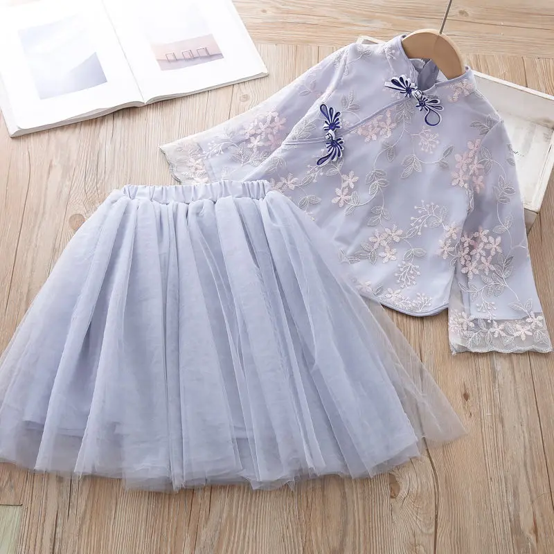 Комплект одежды для девочек осенние модные комплекты традиционной китайской