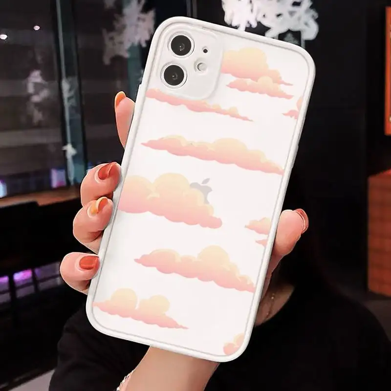 

Cartoon rainbow cloud cute luxury Phone Cases funda matte transparent For iphone 7 8 11 12 plus mini x xs xr pro max cover