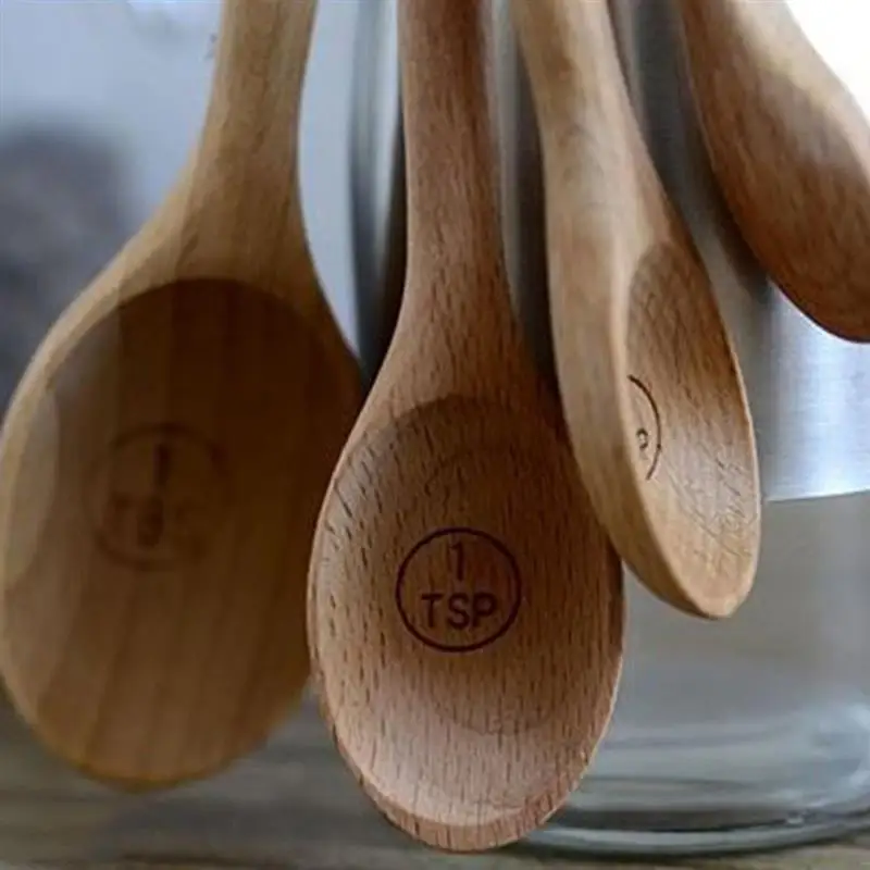 

4 Pcs Milk Powder Spoon Set Wooden Mini Coffee Bean Measuring Spoons Food Grade Kitchen Measuring Tools Accessories Kits
