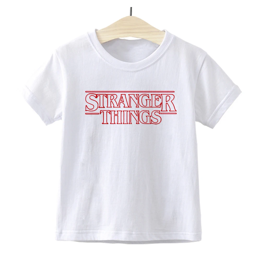 

2021 New Arrivals Child Tshirt Stranger Things Letter Design Baby Boys shirt Korean Trend Kids Clothes Cozy O-neck Fine