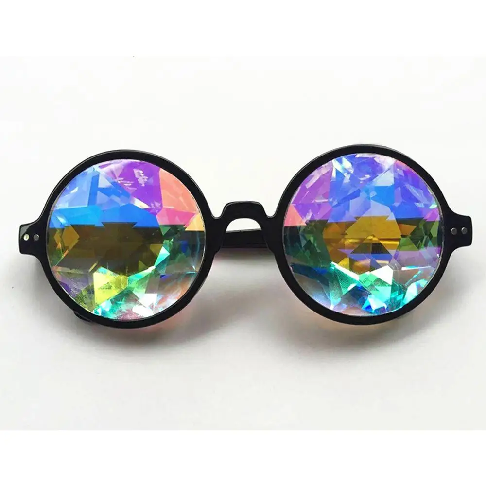 1pcs Clear Round Glasses Kaleidoscope Eyewears Crystal Lens Party Rave Sunglasses female men's glasses Party Queen gifts Hot reading glasses with blue light filter