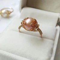 11mm pink pearl rings handmade natural pearl jewelry gold knuckle ring mujer boho bague femme minimalism boho rings