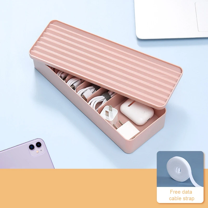

Plastic Charging Cord Storage Box with Lid & 7 Grids Colorful Anti-winding Large Capacity Desktop Charging Cable Holder JR Deals