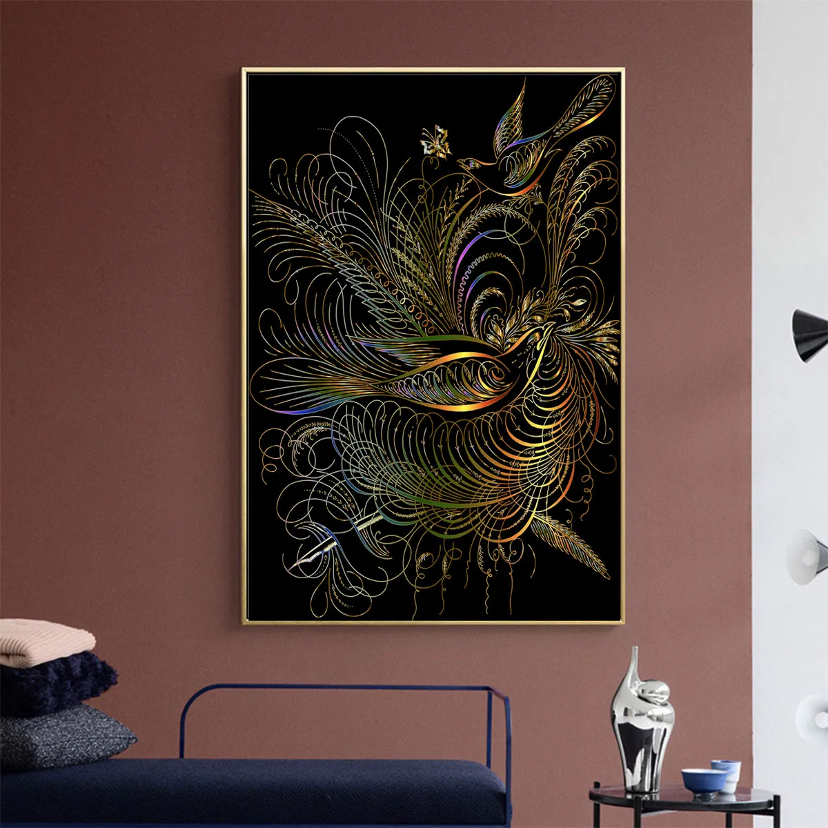 Картина маслом Огненного Феникса павлина постер на холсте настенная живопись