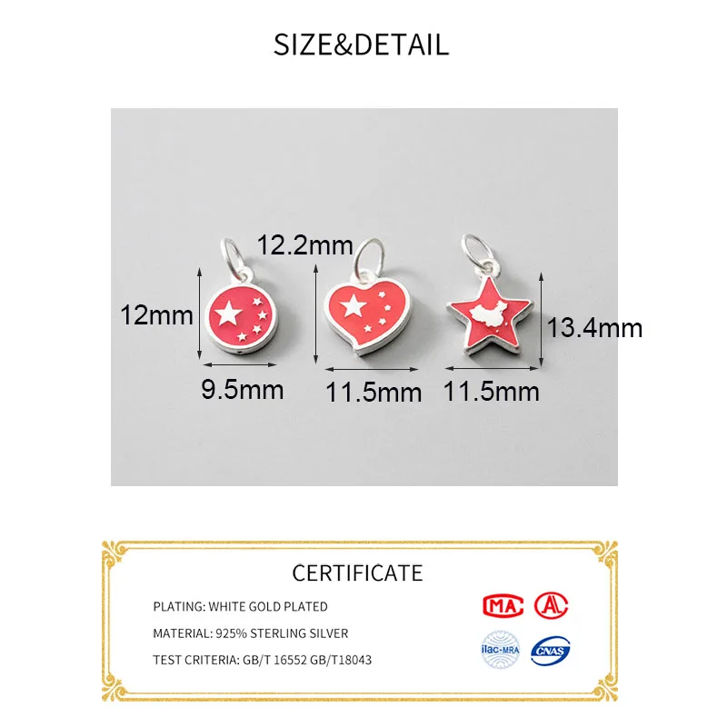 MEETSOFT модные подвески из серебра 925 пробы с красными китайскими элементами