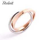 Кольцо обручальное с двумя кольцами для мужчин и женщин, уникальное ювелирное изделие из стали под розовое золото, бижутерия для пар, размеры 5-9