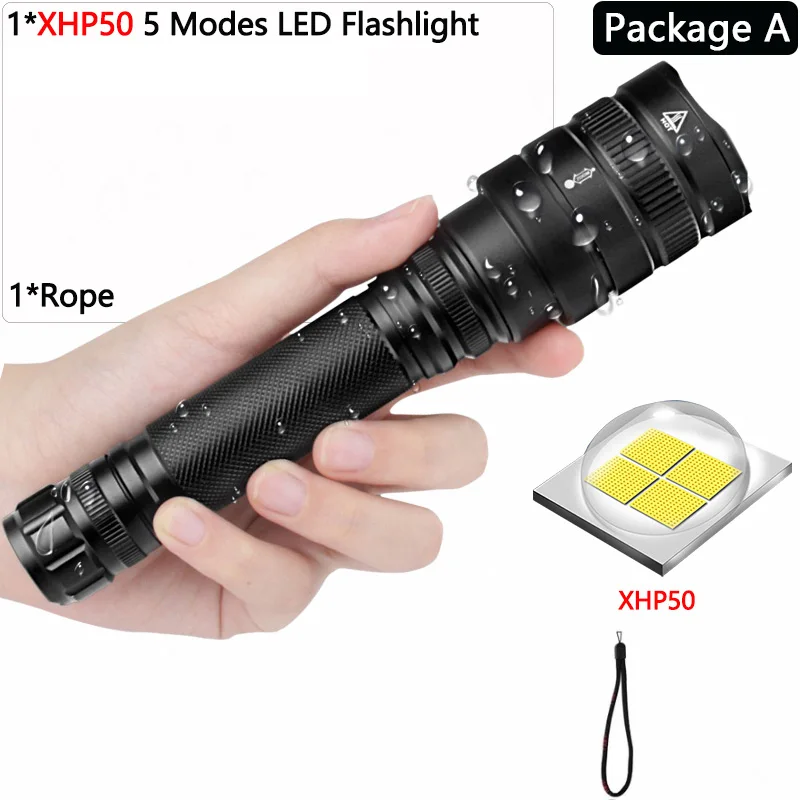 Package A Самый мощный 15 x XM-T6 XHP50 светодиодный фонарик 8800mA Батарея 5 режимов светодиодный налобный фонарь светодиодный linternas фонарь Водонепроницаемый 18650 26650 - Испускаемый цвет: Package A