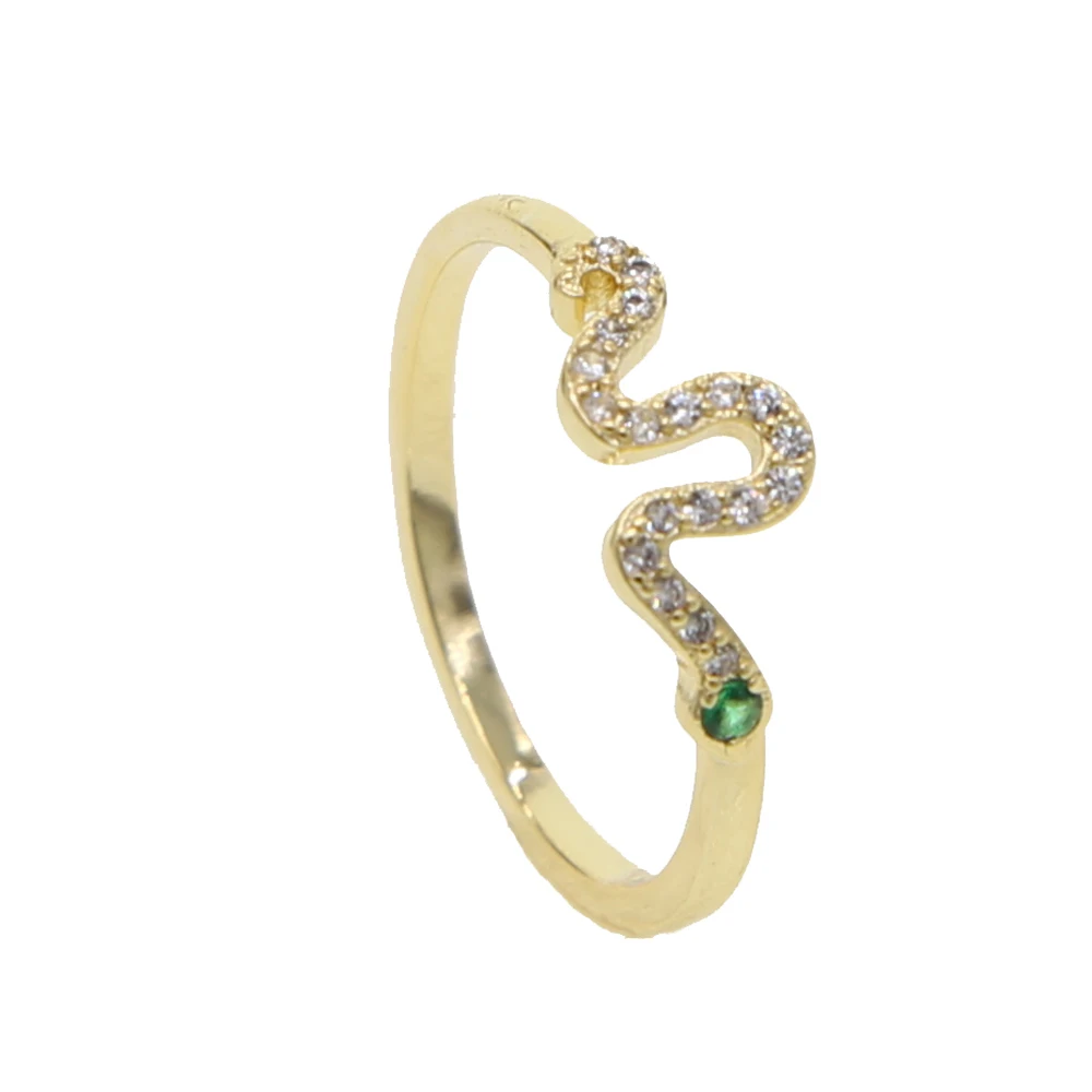 Женское кольцо с кольцом змейкой micro pave золотое белое зеленое фианитом|Кольца| |
