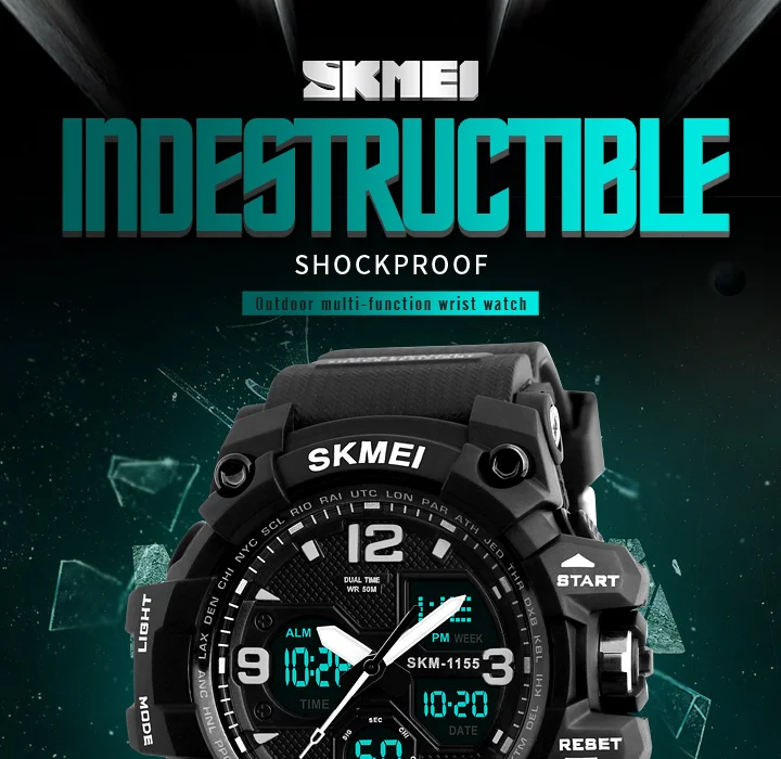 SKMEI Relogio Masculino Мужские кварцевые цифровые часы 2 времени военные армейские спортивные часы водонепроницаемые часы с календарем и хронографом наручные часы