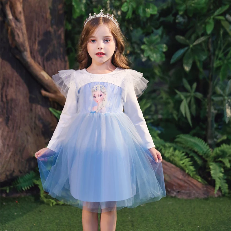 Детское платье для маленьких девочек платья Эльзы Анны покрой Принцесса детей