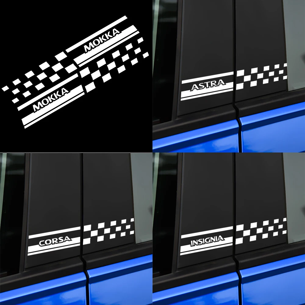 2x riflettente Auto colonna copertura pellicola vinile Trim Sticker Auto finestra B pilastro Decal