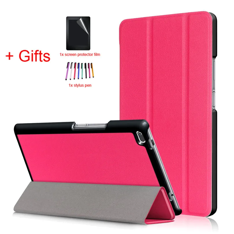 Rose Red Из искусственной кожи чехол Чехол для lenovo Tab4 Tab 4, 8 TB-8504x TB-8504F TB-8504N TOUCHBeauty TB-850 4, 8 дюймов планшет Funda Чехол-книжка на магните чехол+ Защитная пленка на экран+ подставка для ручек - Цвет: Rose Red