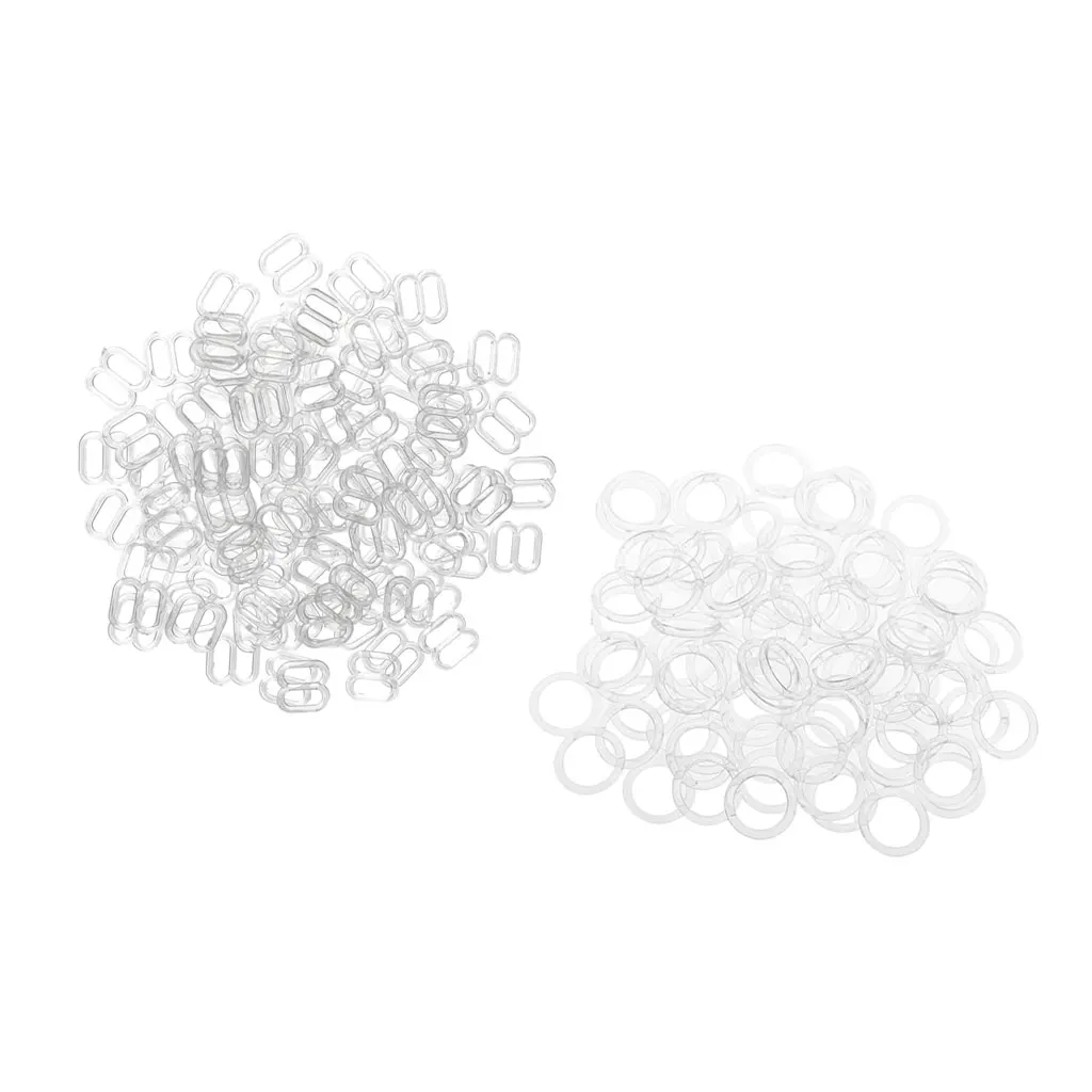 200 Sets Nylon Coated Plastic Lingerie Adjustment strap slides Hardware Sewing Clips Clasp Hooks for Bra Strap | Дом и сад