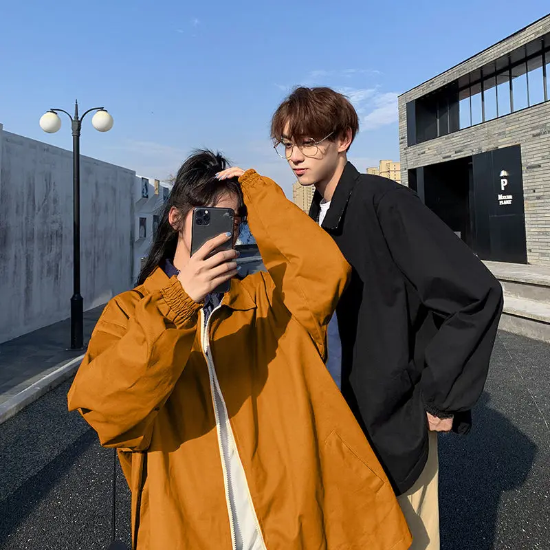 

Spring And Autumn Reversible Jacket Men Korean Fashion Loose Casual Couple Jacket Men Harajuku Streetwear Bomber Jacket Men