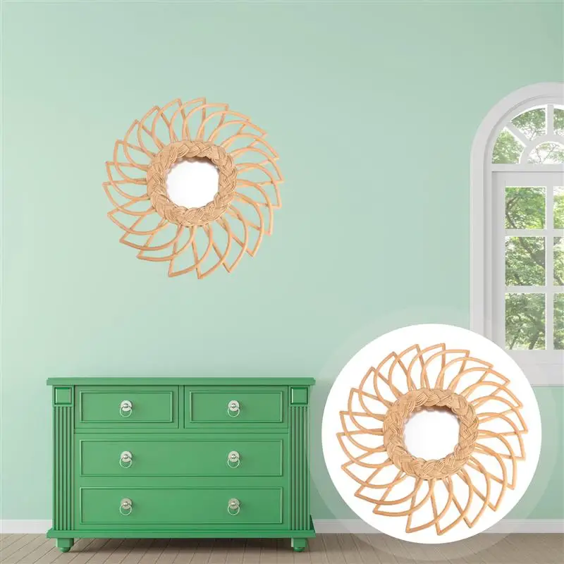 

1pc Wall Mirror Decor Hand-woven Decorative Mirror Wall Mirror Scene Decor