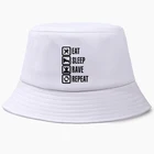 Eat Sleep Rave Repeat, забавные шляпы-ведра с Бобом, летняя мужская Панама, женская шляпа в рыбацком стиле, хлопковая Корейская Черная кепка в стиле хип-хоп, пляжная кепка