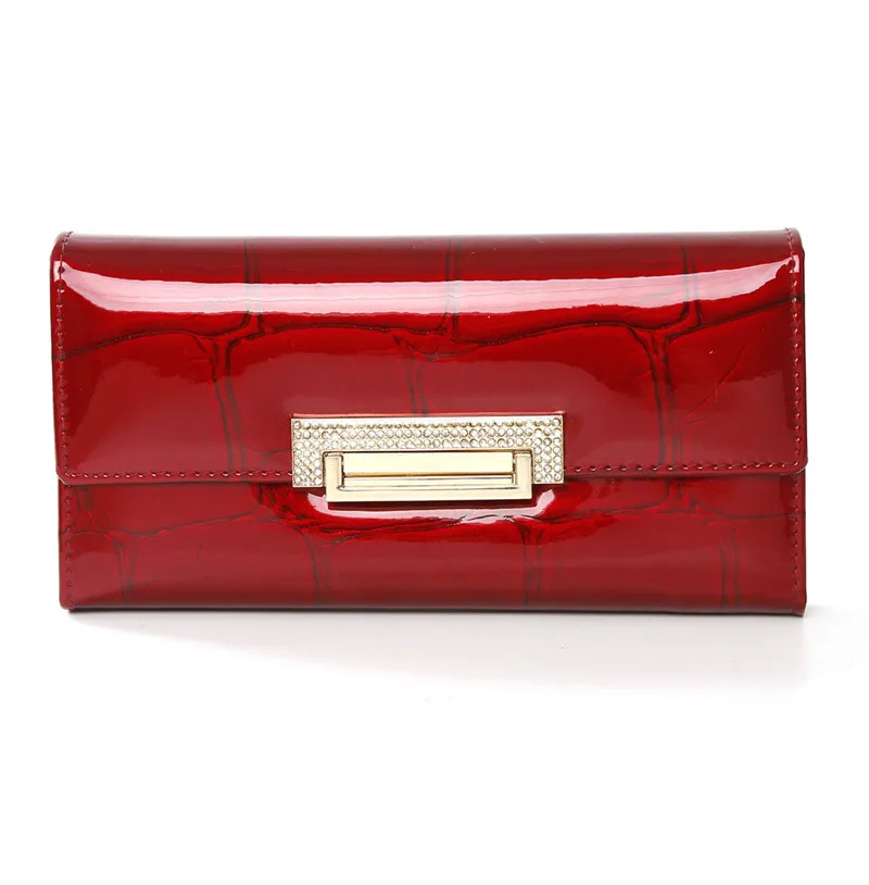 red wallet women Женский кошелек из натуральной кожи, длинный женский кошелек, Брендовые женские кошельки, Роскошный дизайнерский кошелек из натуральной кожи - Цвет: red wallet women