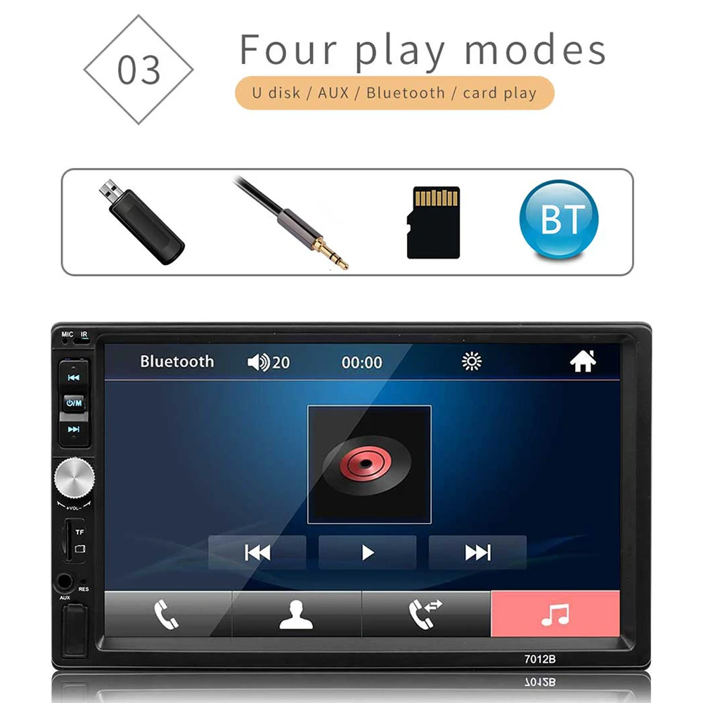 Podofo 2 Din автомагнитола 7 ''Авторадио Bluetooth Зеркало Ссылка для Android/Iphone автомобильный мультимедийный плеер FM радио Кассетный рекордер