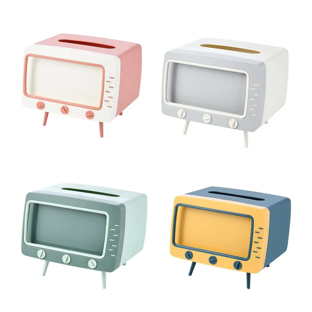 

2 In 1 Tissue Case With Phone Holder Stand Multifunctional Retro Simple Style Home Guest Dining Room Paper Towel Storage Case