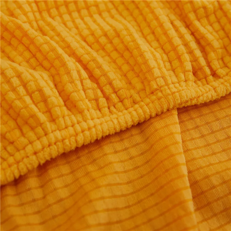 Клетчатый жаккардовый мягкий желтый чехол для дивана в гостиную однотонный