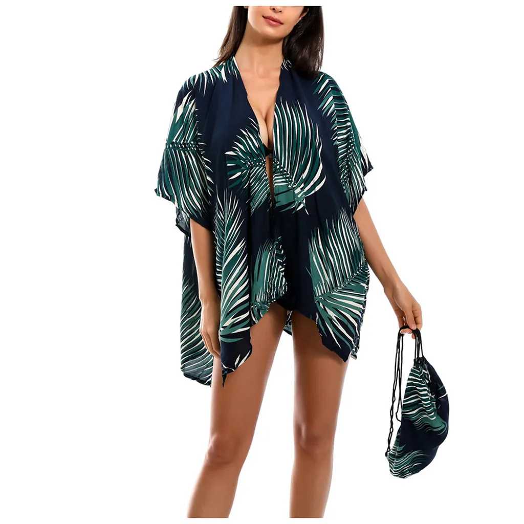 Женская Длинная блузка в стиле бохо с цветочным принтом свободная шаль кимоно