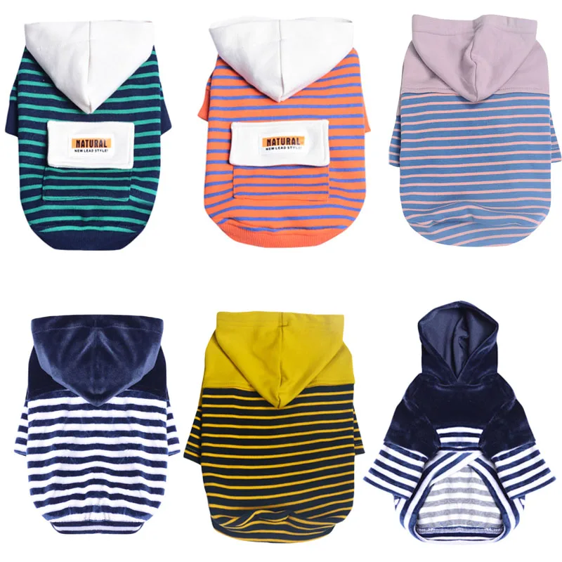

Pullover Striped Dog Sweatshirt Clothes Pet Hoodies for Small Medium Dogs Chihuahua Pug French Bulldog Winter Autumn Clothing