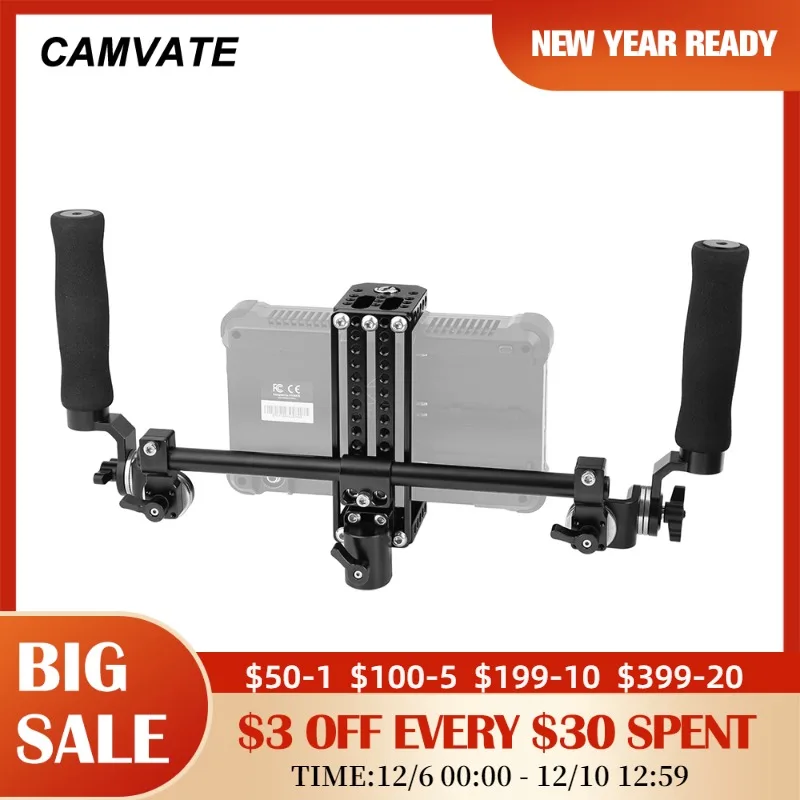 

CAMVATE Director's Monitor Cage With Dual Rosette Handles & Light Stand Head For 5" & 7" Monitors (Ideal For SmallHD 700 Series)