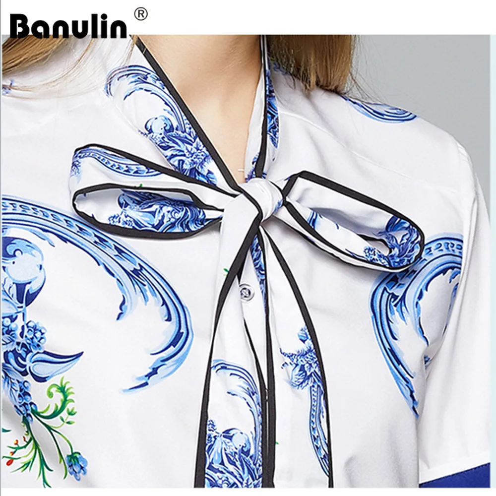 

2020 Summer Runway 2 Piece Set Women Floral Print Shirt Blouse + Shorts Set Ladies Workwear Two Piece Set Top and Pants