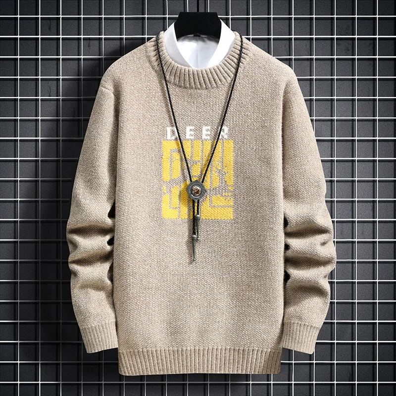 

Новый мужской свитер с круглым вырезом, Повседневный пуловер с принтом, свитер, зимний теплый свитер