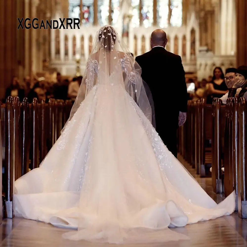 Luxury Mermaid Wedding Dress 2020 Bridal Gown Scoop Beading Flower Lace Overskirt Long Train White Bride Dress Custom made