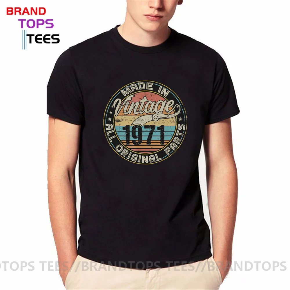 

Vintage Made In 1975 Original Parts T shirt men Retro Born in 1975 T-shirt male Father Gift Short Sleeves Tee shirt